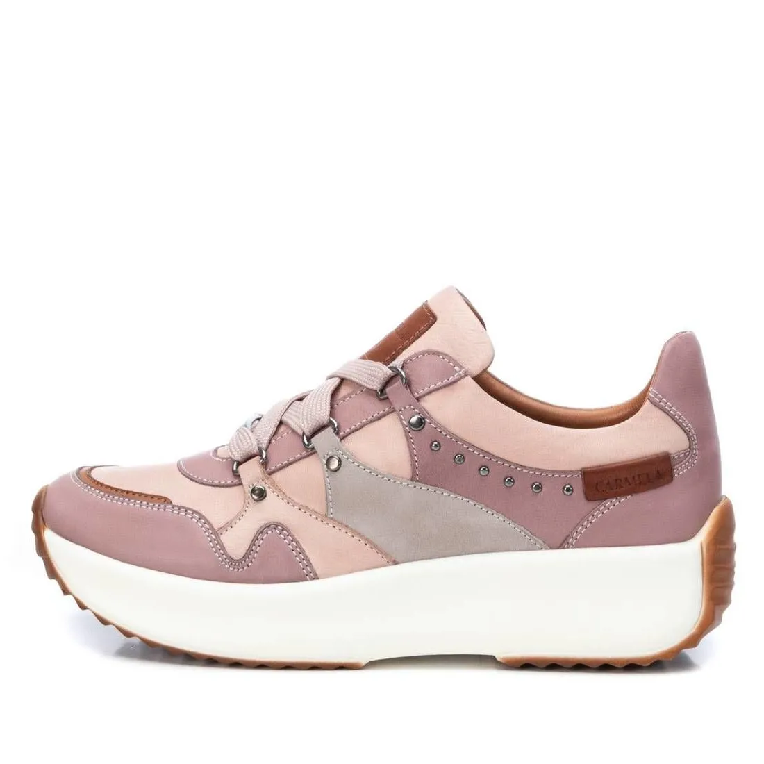 Carmela Womens Leather Fashion Trainers - Nude