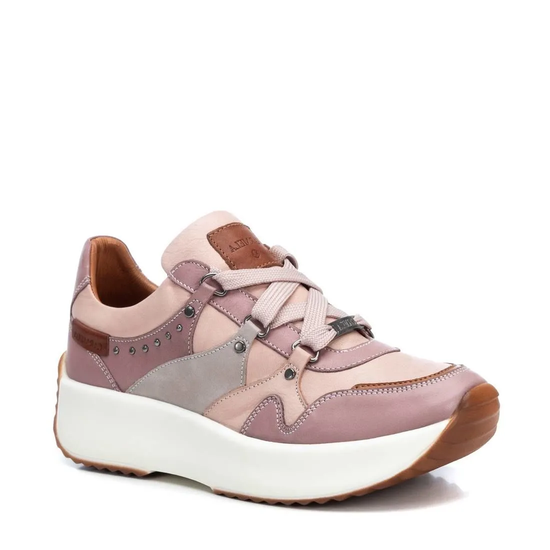 Carmela Womens Leather Fashion Trainers - Nude